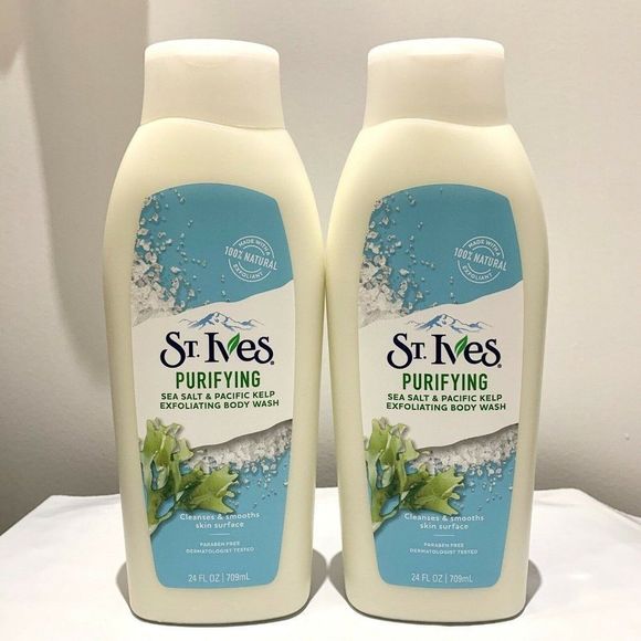 2X St. Ives Purifying Sea Salt & Pacific Kelp Exfoliating Body Wash 24oz Smooths - Picture 1 of 1